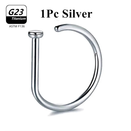 1Pcs 10Pcs G23 ASTM F136 Titanium D Shape Nose Piercing Ear Septum Earrings Studs Helix Stud Hoop Body Jewelry Wholesale