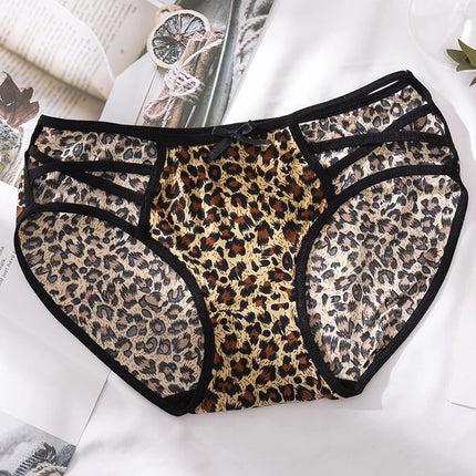 Summer Thin Breathable Women's Low-Waist Seamless Pure Desire Wild Leopard Print Panties