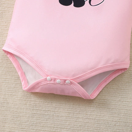 3PCS Cute Cow Pattern Baby Girl Clothes Set Short Sleeve Bodysuit+Short Skirt+Headband Summer Daily Wear for 1-18 Months Toddler