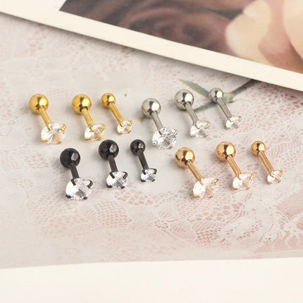 Stainless Steel Hoop Piercing Earring For Women Zircon CZ Cartilage Piercing Helix Daith Conch Tragus Rook Lobe Ear Ring Jewelry