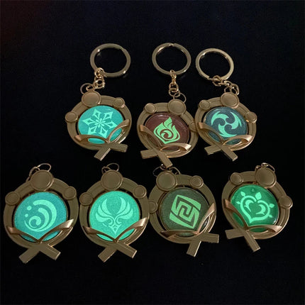 Anime Game Genshin Impact Vision Keychain Luminous 7 Element Weapons Eye Of Original God Toy Luminous Keyring Bag Pendant Gift