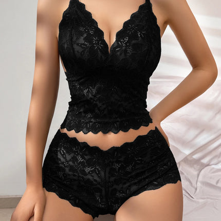Sexy Sheer Floral Lace Bra Set for Women Wireless Unpadded Bralette Panty Romantic Comfortable Underwear Daily Date Night Gift