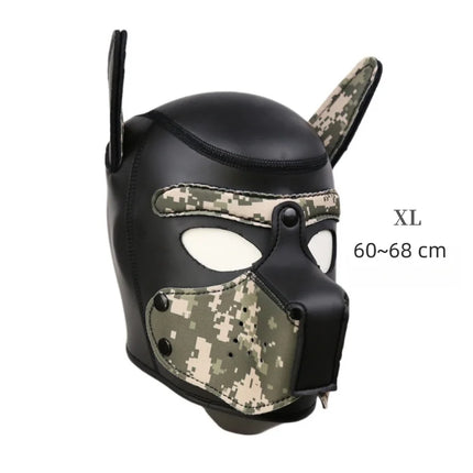 BDSM Leather Bondage Restraints Straps with Luxe Puppy Cosplay Dog Mask Hood for Fetish Slave Binding Erotic Costume