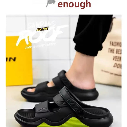 Men's Summer Outdoor Sandals Anti-Slip Beach Thick Bottom Color Block Soft Comfortable Sports Slippers PVC Material Leisure Styl