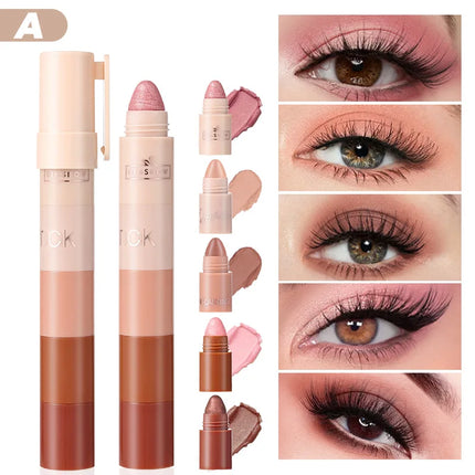 DIMSHOW 5-section Highlight Lazy Eyeshadow Pencil Pearlescent Fine Glitter Illuminating Eyeshadow Stick Set