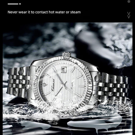 CHENXI 004D Fashion Original Classic Watches for Men Stainless Steel Band Quartz Date Display Male Sport Waterproof Wristwatch