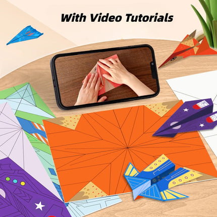 10/36 Sheets 3D Origami DIY Paper Airplane Handgun Educational STEM Toys Craft Kit Enhance Spatial Thinking Gifts