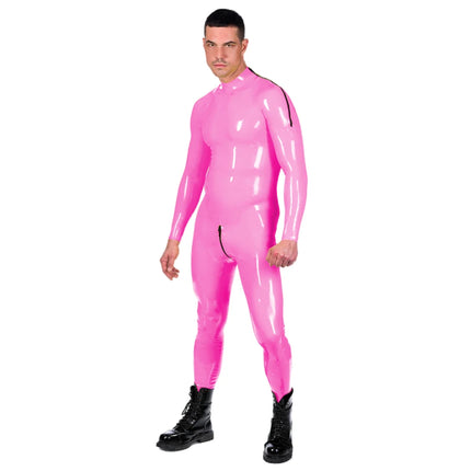 Wet Look Faux Leather PVC Catsuit Long Sleeve Side Zip Unitard Custom Handmade Bodysuit Men and Women Unisex Latex Suit No Hood