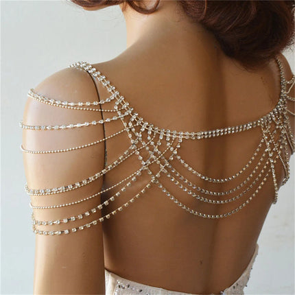 Sexy multi-layer classical tassel rhinestone shoulder chain banquet party women's body chain jewelry
