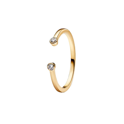 fashion 925 Sterling Silver Oval Cut Zirconium&Heart-Shaped&Double Ring&Bubble Bead Ring Golden Temperament Jewelry