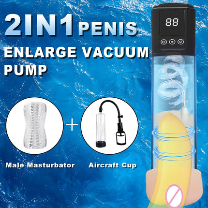 Electric Penis Pump Male Masturbator Delay Endurance Trainer Sucking Vacuum Pump Thicken Enlargement Adult Sex Toy for Men 18+