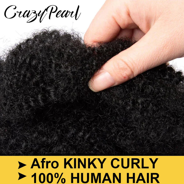 CrazyPearl Afro Kinky Bulk Human Hair for Dreadlock Extension Repair, Locs Twist Braiding, Afro Kinky Human Hair for Locs Natural