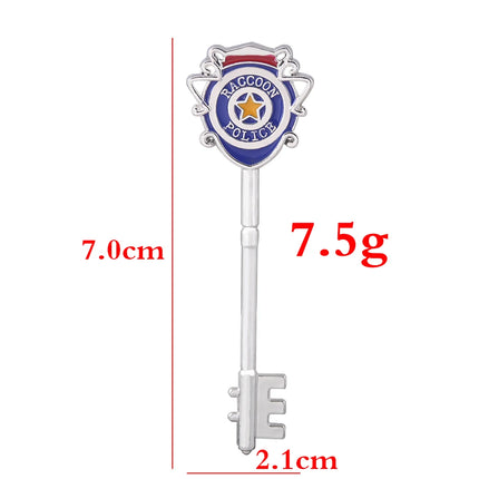 Residents Evils Remake RPD Keys Set Raccoon Police Department Square Plum Heart logo Keychain Cosplay Costume Accessories Gift