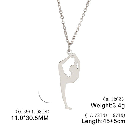 Unift Stainless Steel Sport Women Necklace Runner Rhythmic Gymnastics  Silhouette Pendant Fashion Birthday Jewelry Wholesale