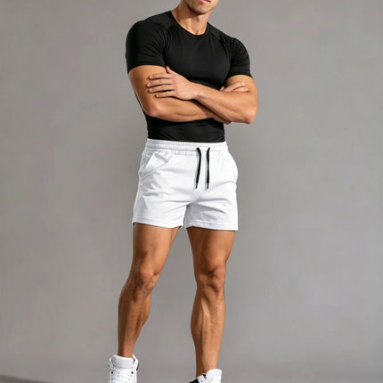 Men's White Summer Sports Shorts, Simple & Stylish. Trendy 3-Point, Casual 4-Point Shorts, Mid-Length for Fitness & Vacation