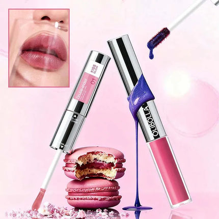 Double-headed Peel Off lip Tints/Stains Plump Lip Gloss Natural Waterproof Non Stick Cup Soft Nude Brown Tattoo Lip Liner Makeup