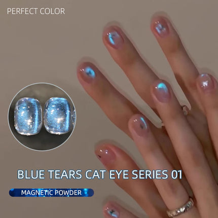 PERPECT COLOR Blue Tears Cat Eye Series, 3 Colors 1pc/3g Unique Blue Color And Magnetic Powder, Gives A Dreamy, Romantic Feeling