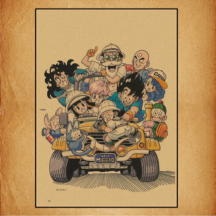 Japanese Surrounding Anime Retro Dragon Ball Poster Goku Gohan Vegeta Piccolo Friza Canvas Painting Print Wall Art Children Gift