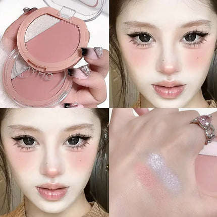 2 Color Blush Matte Shiny Natural Cheek Color Brightening Face Waterproof Facial Contouring Makeup Blusher Powder Rouge Makeup