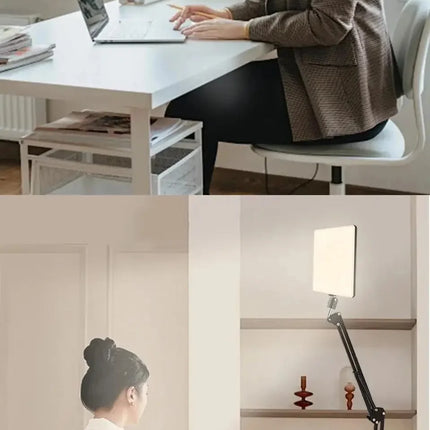 BSLIUFANG LED Photography Light Selfie Lights Conference Lighting Lamp With Scissor Arm Stand For Zoom YouTube Live Streaming