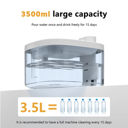Wireless Cat Water Fountain 3.5L Pet Water Dispenser 4000mAh Long-Lasting Battery Life Stainless Steel Tray and Motion Sensing
