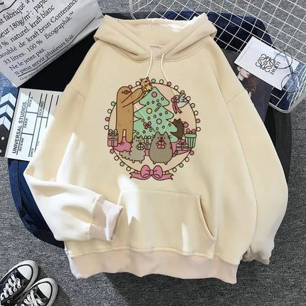 Women's cat hooded sweatshirt 2024 cartoon costume Korean Harajuku Kawai style oversized