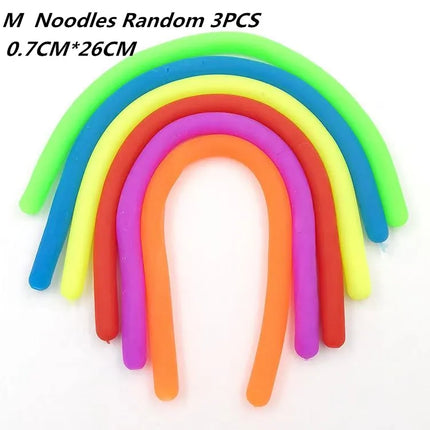 1-6PCS Funny Unicorn Pull Worm Noodle Fidget Toys Stretch String TPR Rope Anti Stress Toys String Stress Relief Autism Vent Toy