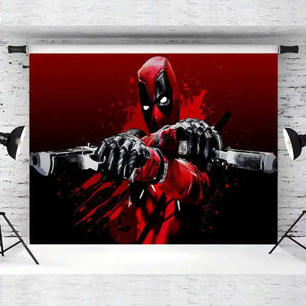 Superhero Deadpool Theme Customized Boys Birthday Party Decoration Banner Provided Portrait Photography Studio Background Props