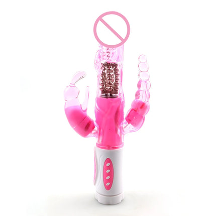 Sextoy 3 In 1 Dildo Rabbit Vibrator Tongue Licking Double Rod Masturbation Anal Clit Vibrator Sex Toys for Women