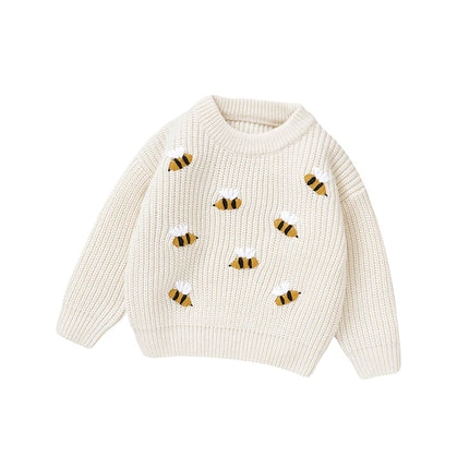 White Infant Baby Boy Girl Sweater Long Sleeve Knitted Toddler Casual Outwear Pullovers Tops 0-3T Spring Autumn Winter Costumes