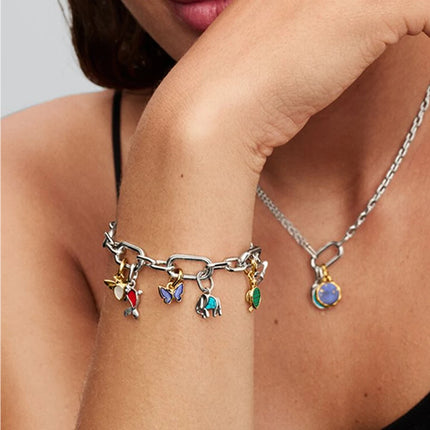 925 Sterling Silver Blue Whale Dolphin Elephant Snail&Shell&Seahorse Dangle Charm Fit Brand Bracelet Neutral DIY Jewelry