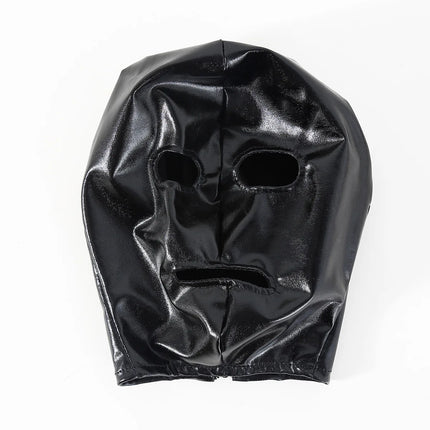 Sex Headgear Hood Fetish Mask Open Mouth With Eyes Halloween Cosplay Costumes For Men Women Faux Leather Exotic Accessaries ﻿