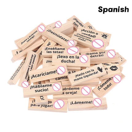 48Pcs Sex Block Tumbling Tower Stacking Games Game For Adults Sex Toys Valentine Wooden Block For Couples Erotica Party Block.