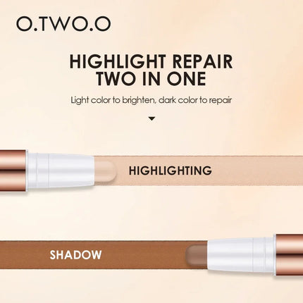 O.TWO.O Double-Headed Contour Stick Waterproof Matte Highlighter Concealer Clavicle Shadow Pen 3D Face Highlighting Makeup Pen