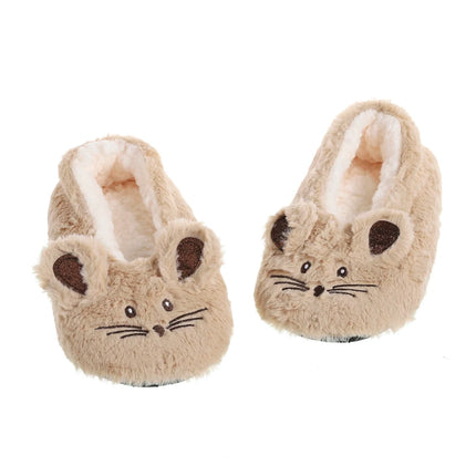 Winter Warm Slipper Women Home Fuzzy Fur Contton Plush Non Slip Grip Indoor Fluffy Lazy Female Mouse Ears Embroidery Floor Shoe