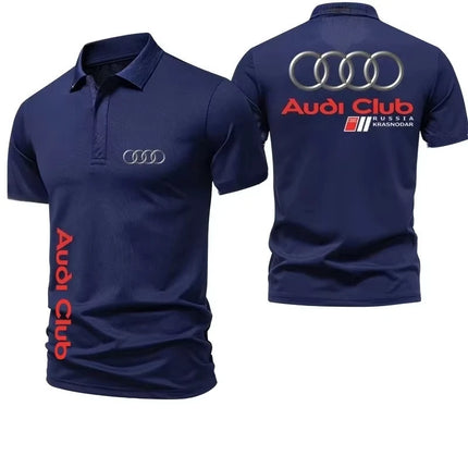 Audi Men's Polo Shirt Summer Casual Breathable Comfortable High Quality Motorcycle Men's Short Sleeve T-Shirt