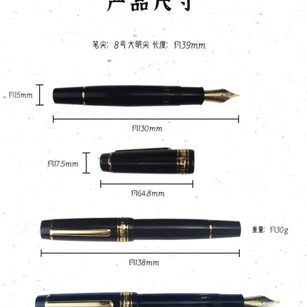 Wing Sung 630 Brief Fountain Pen Iraurita Nib 0.5~0.7mm Nib Piston Resin Gold Clip Pen Stationery Business Gifts Writing