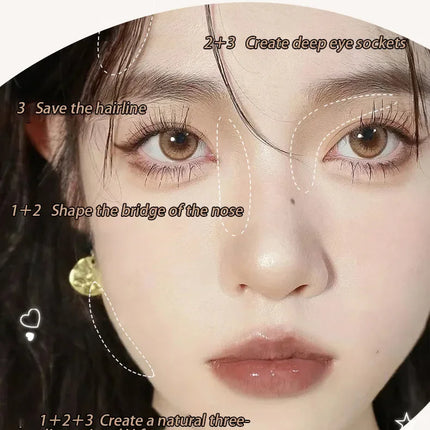 3 in1 Three Colors Powder Tray Blush Contouring Waterproof Long Lasting Delicate Natural Face Makeup
