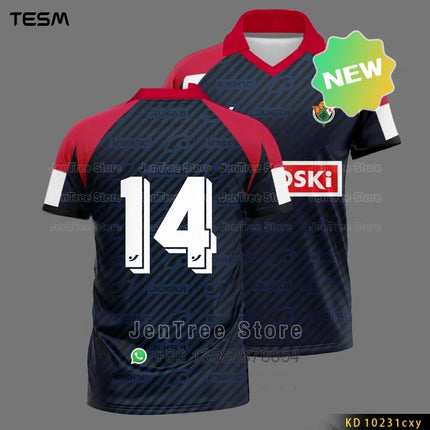 TESM Summer POLO Shirt Men Summer Sports V-neck T-shirt Street Trendy Short Sleeve 3D HD Print T-shirt