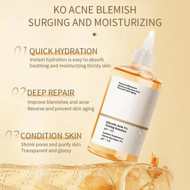 Remove Acne Fade Acne Glycolic Acid 7% Toner Removing Closed Comedones Moisturizing Skin Prevents Skin Aging Fruit Acid Essence