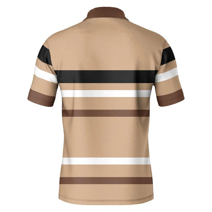 Men's casual striped checkered golf shirt, short-sleeved polo shirt for spring, summer, autumn and winter