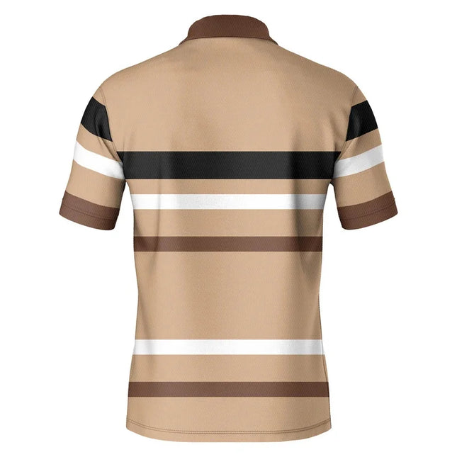 Men's casual striped checkered golf shirt, short-sleeved polo shirt for spring, summer, autumn and winter
