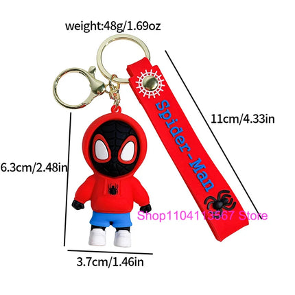 New Q Style Spider Hero Keychain Cartoon Super Heroes Deadpool Cute Doll Keyring Ornament Key Chain Pendant Kids Toys Gifts