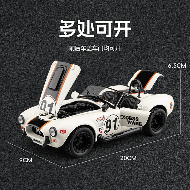 1:22 Cobra convertible Classic vintage car Alloy Metal Diecast Model Car Sound & Light Pull Back Toy Gift