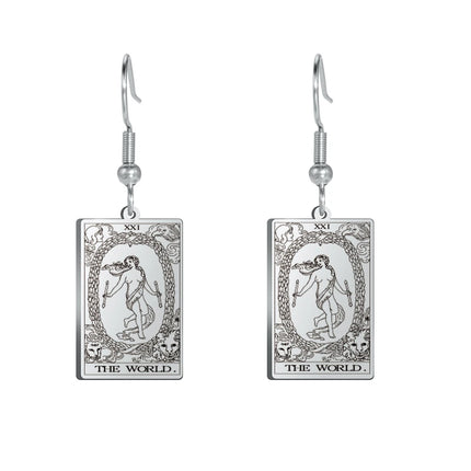 Classic Tarot Cards Stainless Steel Drop Earring for Women Sun Moon Star Lovers Divination Tarot Jewelry Birthday Gift