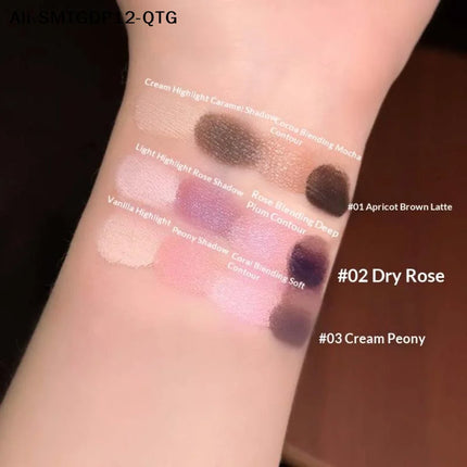 1Pc Eyes Makeup Set Cappuvini Matte Velvet Eyeshadow Palette 4 Colors with Eyeliner Highlighter And Contour Cute Beauty Cosmetic