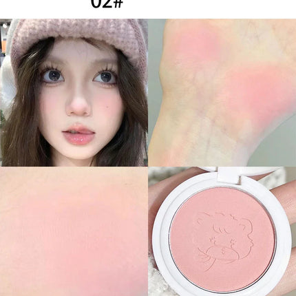 Monochrome Cute Blusher Peach Milk Pink Cream Natural Cheek Tint Brighten Waterproof Matte Face Contouring Blush Palette Makeup