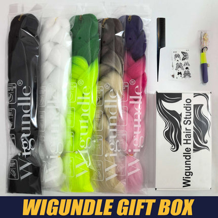 Wigundle Box Jumbo Kanekalon Braiding Hair Pre Stretched Synthetic Crochet Hair Braids Hair Extensions Accessories For Girls
