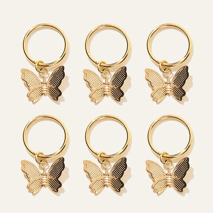 New 6Pcs Butterfly Star Pendant Hair Clip For Women Braid Trendy Metal Rings Western Style Accessories Girls Headdress Tocado