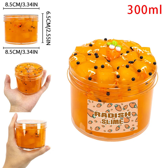 70/300ml Large Crunchy Crystal Slime Kit - Leaf Watermelon Grape Premade Slime Pack Set Non-Sticky Jelly Cube Slime for Party